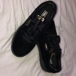 black puma cali velvet sneakers